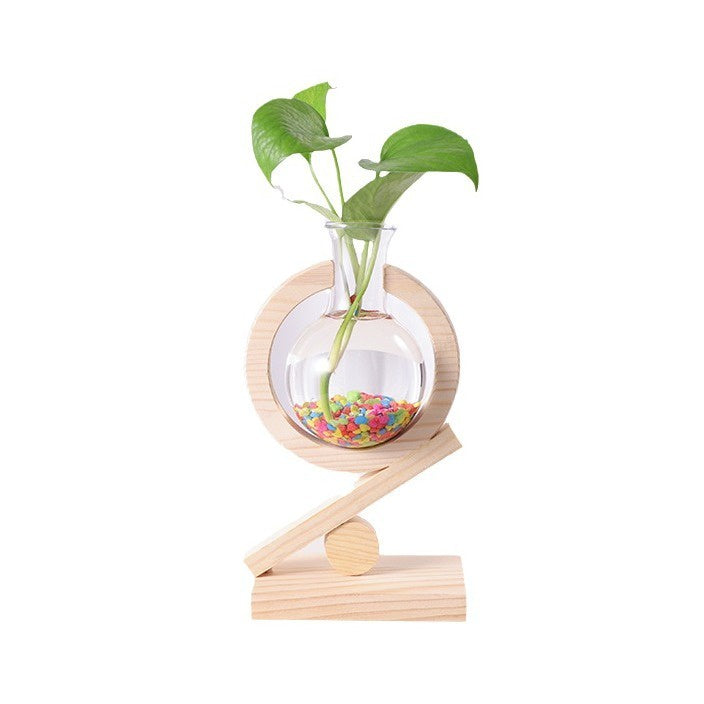 Glass Vase with Wooden Display Stand
