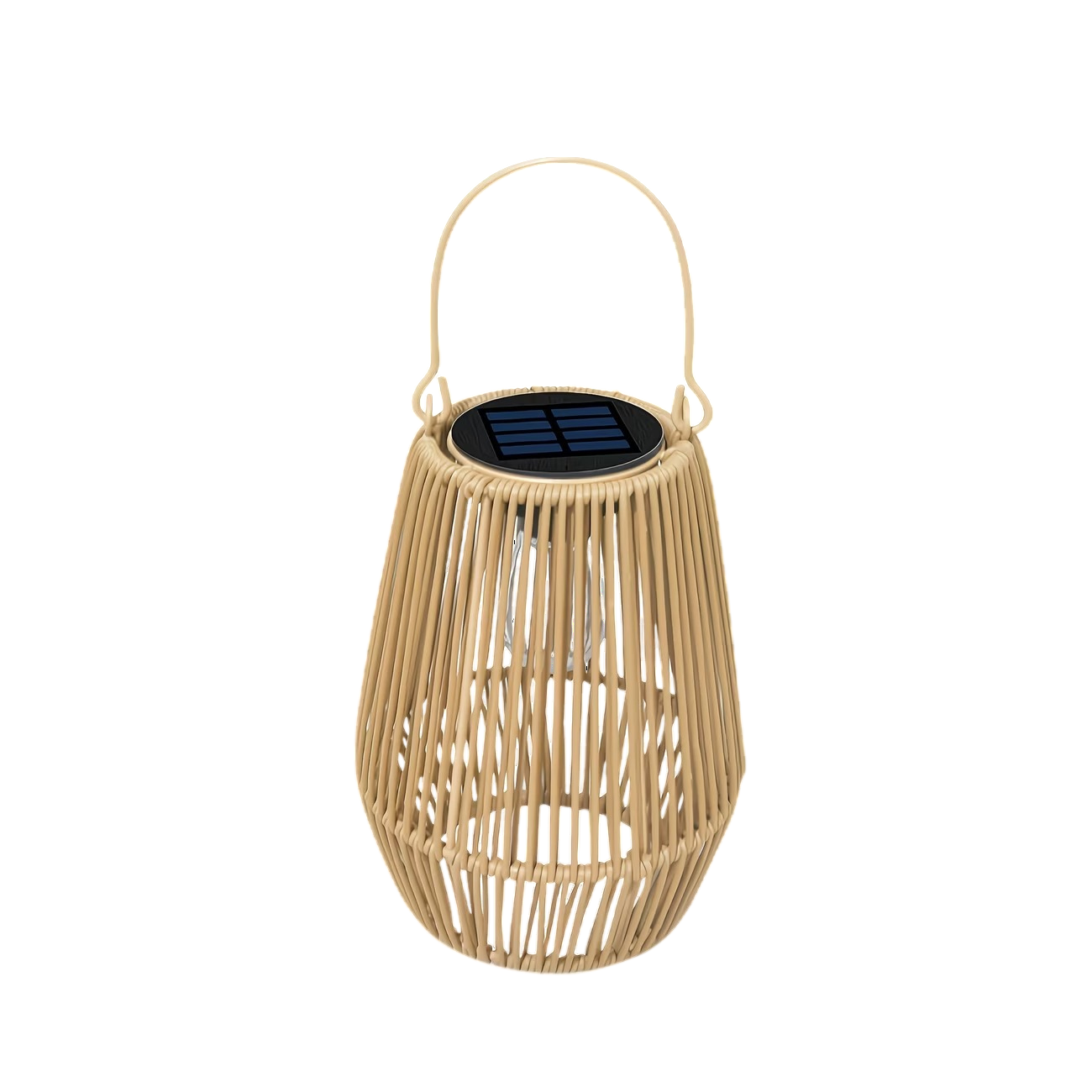 Solar-Powered Bamboo Lantern with Handle