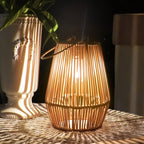 Solar-Powered Bamboo Lantern with Handle