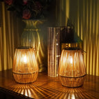 Solar-Powered Bamboo Lantern with Handle