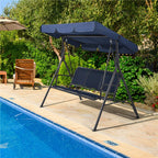 Three-Seat Outdoor Patio Swing Chair with Canopy