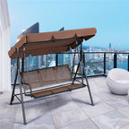 Three-Seat Outdoor Patio Swing Chair with Canopy