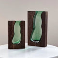 Wooden Vase Set with Glass Insert