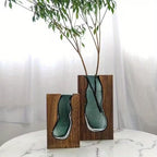 Wooden Vase Set with Glass Insert